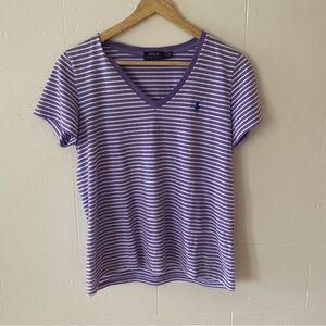 Polo Ralph Lauren | Striped Classic Cotton V-Neck T-Shirt  | Size Medium